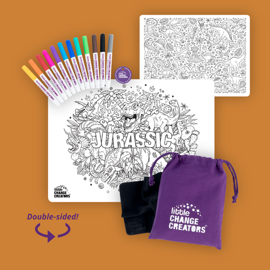 Little Change Creators - JURASSIC | Re-FUN-able™ Colouring + Doodle Mat