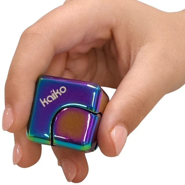 Oil Slick Square Spinning Cube - Kaiko Fidgets