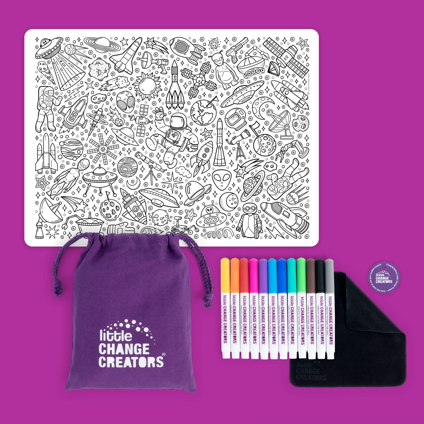 Little Change Creators - OUTER SPACE | Re-FUN-able™ Colouring + Doodle Mat