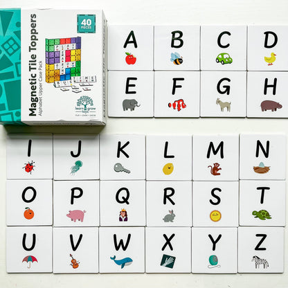 Learn & Grow Toys - Magnetic Tile Topper - Alphabet Upper Case Pack