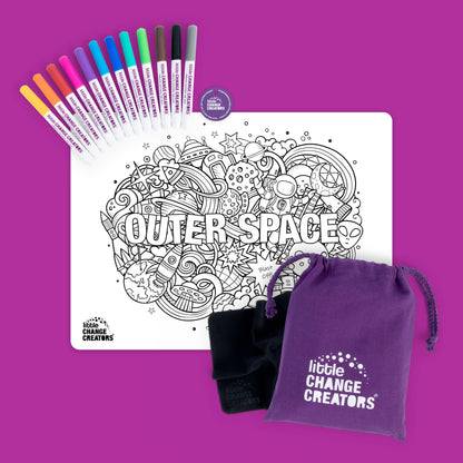 Little Change Creators - OUTER SPACE | Re-FUN-able™ Colouring + Doodle Mat