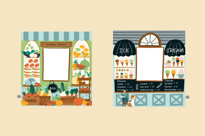 The Cozy Cube - Ice Cream Shop/ Farmers Market Play Panel