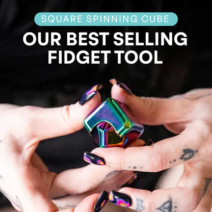 Oil Slick Square Spinning Cube - Kaiko Fidgets
