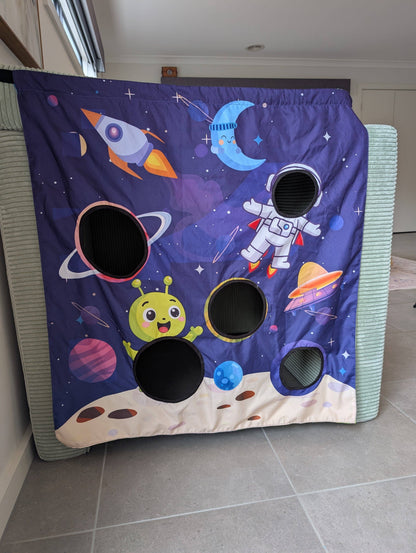 The Cozy Cube - Roar & Rocket Toss Adventure Play Panel