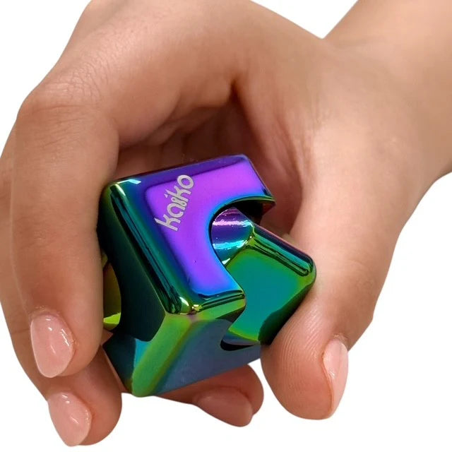 Oil Slick Square Spinning Cube - Kaiko Fidgets