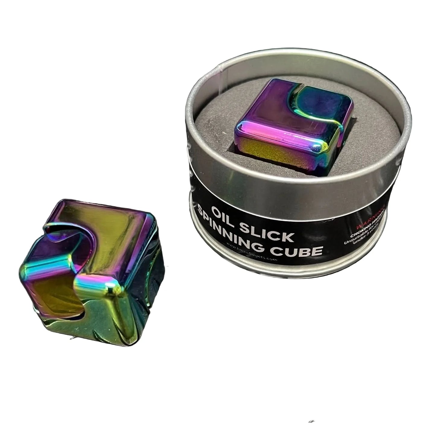 Oil Slick Square Spinning Cube - Kaiko Fidgets