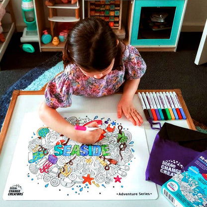 Little Change Creators - SEASIDE | Re-FUN-able™ Colouring + Doodle Mat