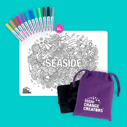 Little Change Creators - SEASIDE | Re-FUN-able™ Colouring + Doodle Mat