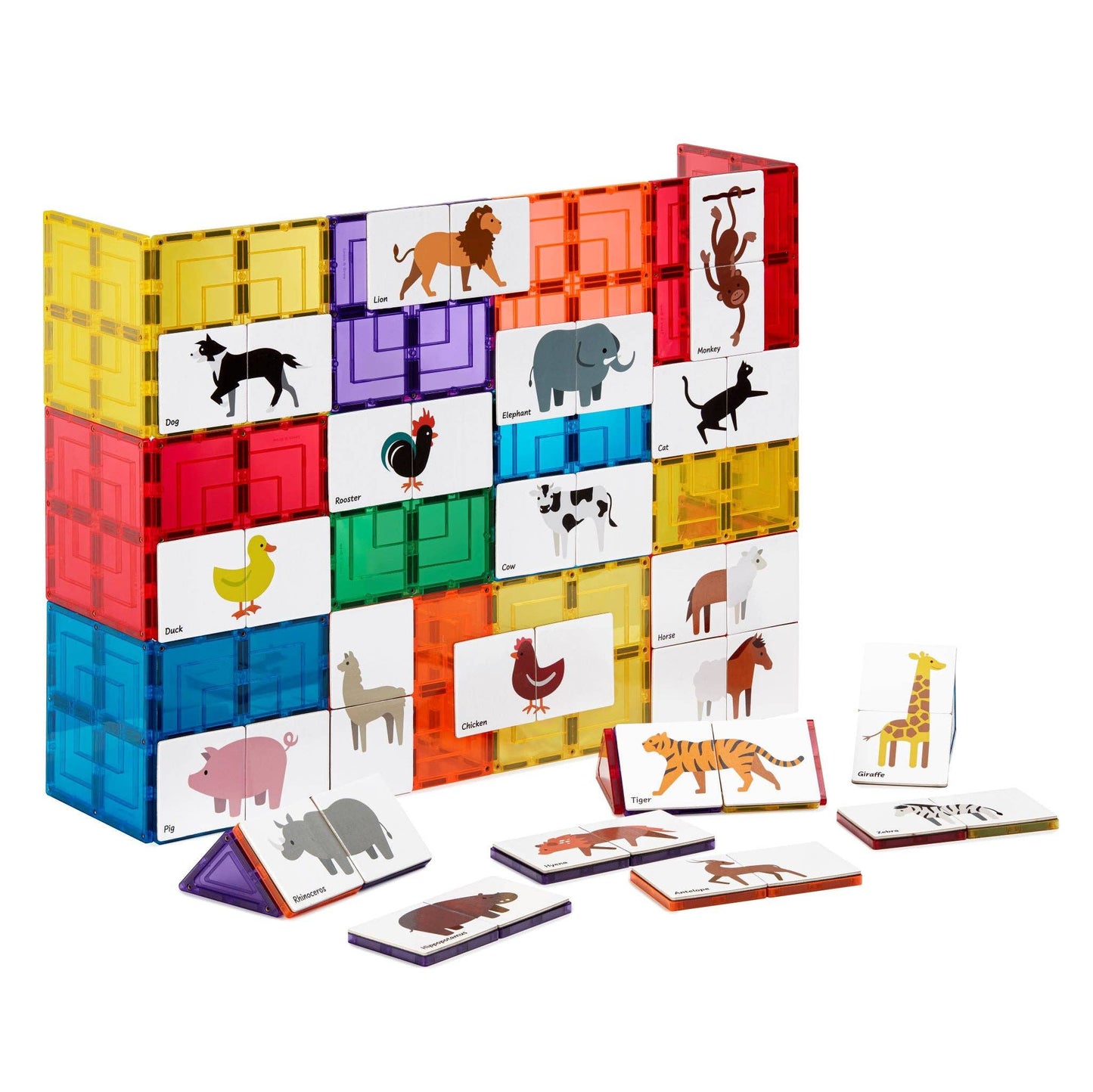 Learn & Grow Toys - Magnetic Tile Topper - Duo Animal Puzzle Pack
