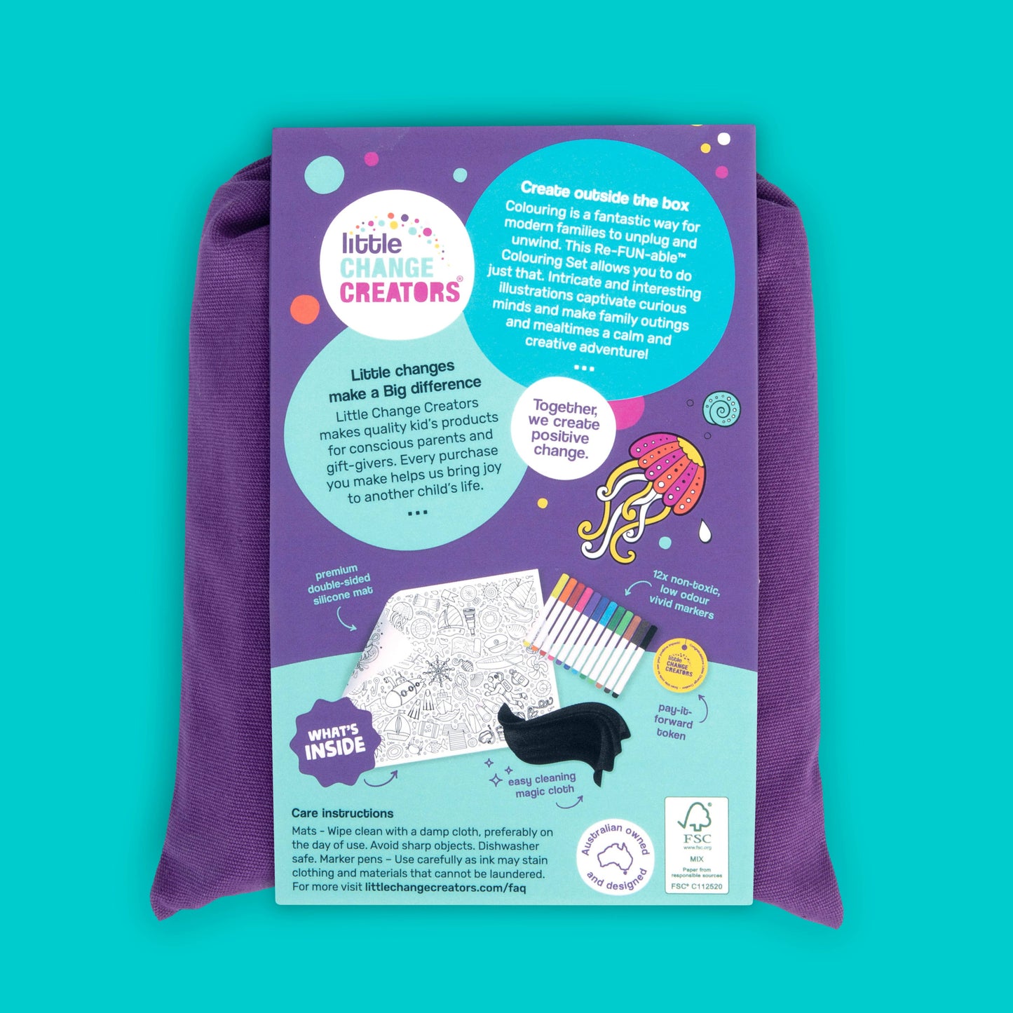 Little Change Creators - SEASIDE | Re-FUN-able™ Colouring + Doodle Mat