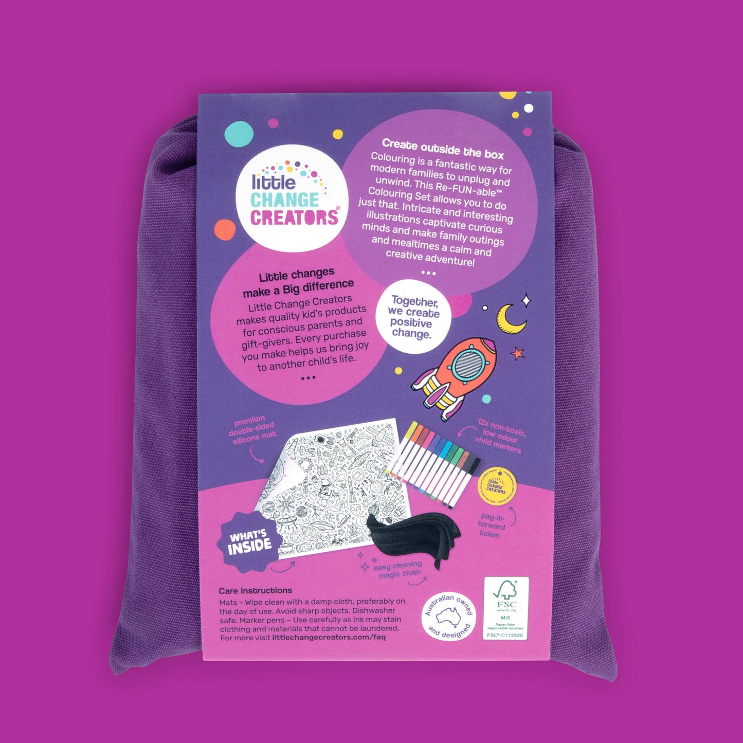 Little Change Creators - OUTER SPACE | Re-FUN-able™ Colouring + Doodle Mat