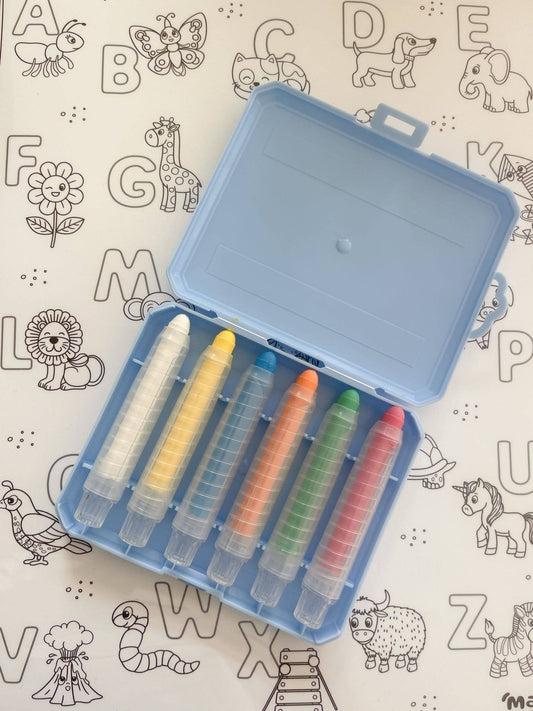 Magplay - x6 Retractable Washable Crayons + Pencil Case