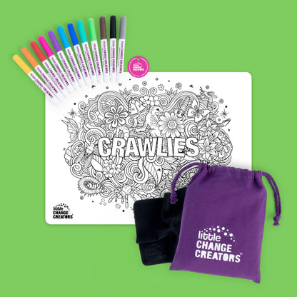 Little Change Creators - CRAWLIES | Re-FUN-able™ Colouring + Doodle Mat