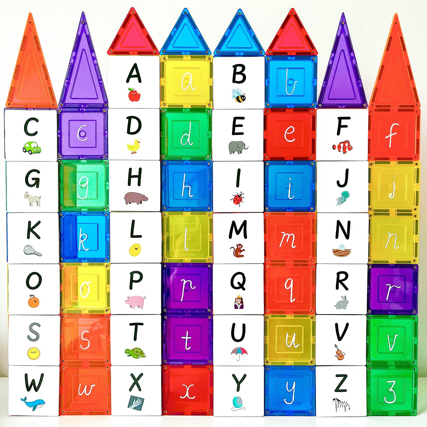 Learn & Grow Toys - Magnetic Tile Topper - Alphabet Upper Case Pack