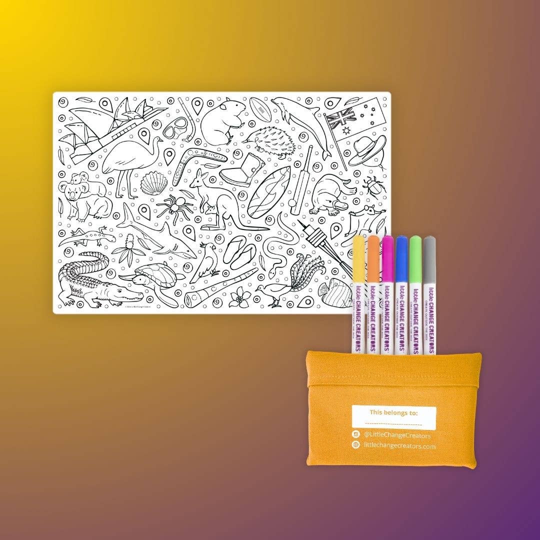 Little Change Creators - G’DAY! Pocket Reusable Colouring Mat
