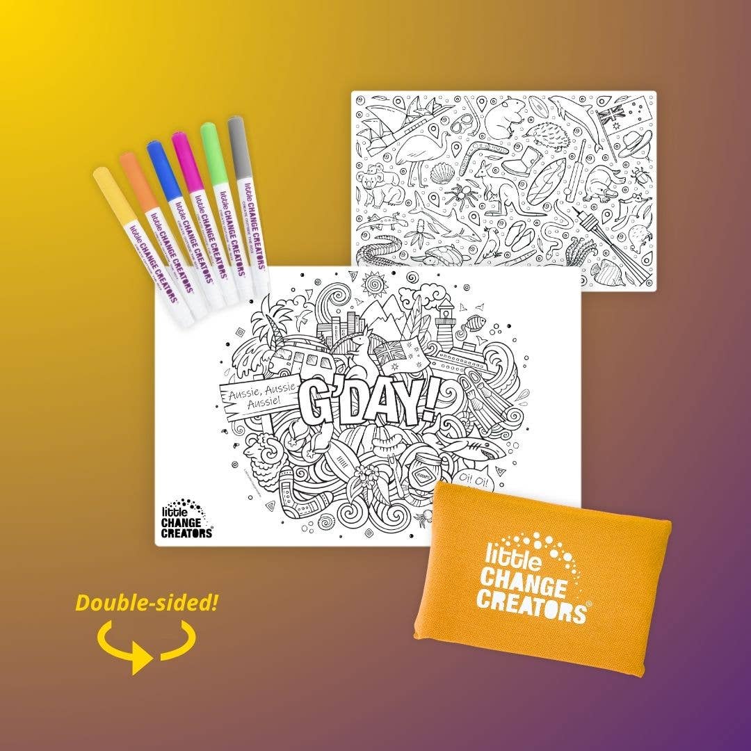 Little Change Creators - G’DAY! Pocket Reusable Colouring Mat