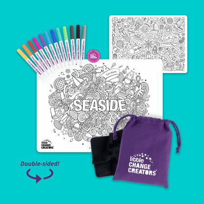 Little Change Creators - SEASIDE | Re-FUN-able™ Colouring + Doodle Mat